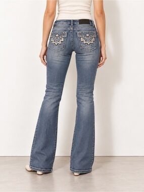 Y2K H&Y Mid Rise Flare Studded Denim Jeans Women's 3/4